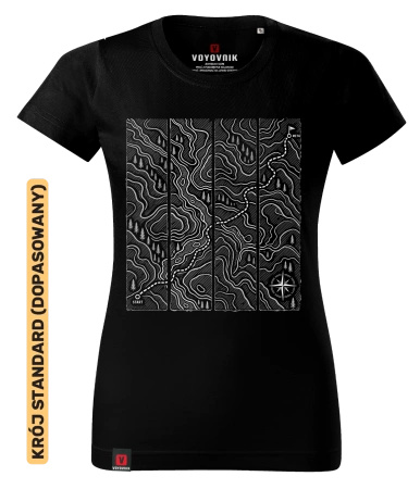 Koszulka damska standard VOYOVNIK "Contour Quest (mono)" - czarna
