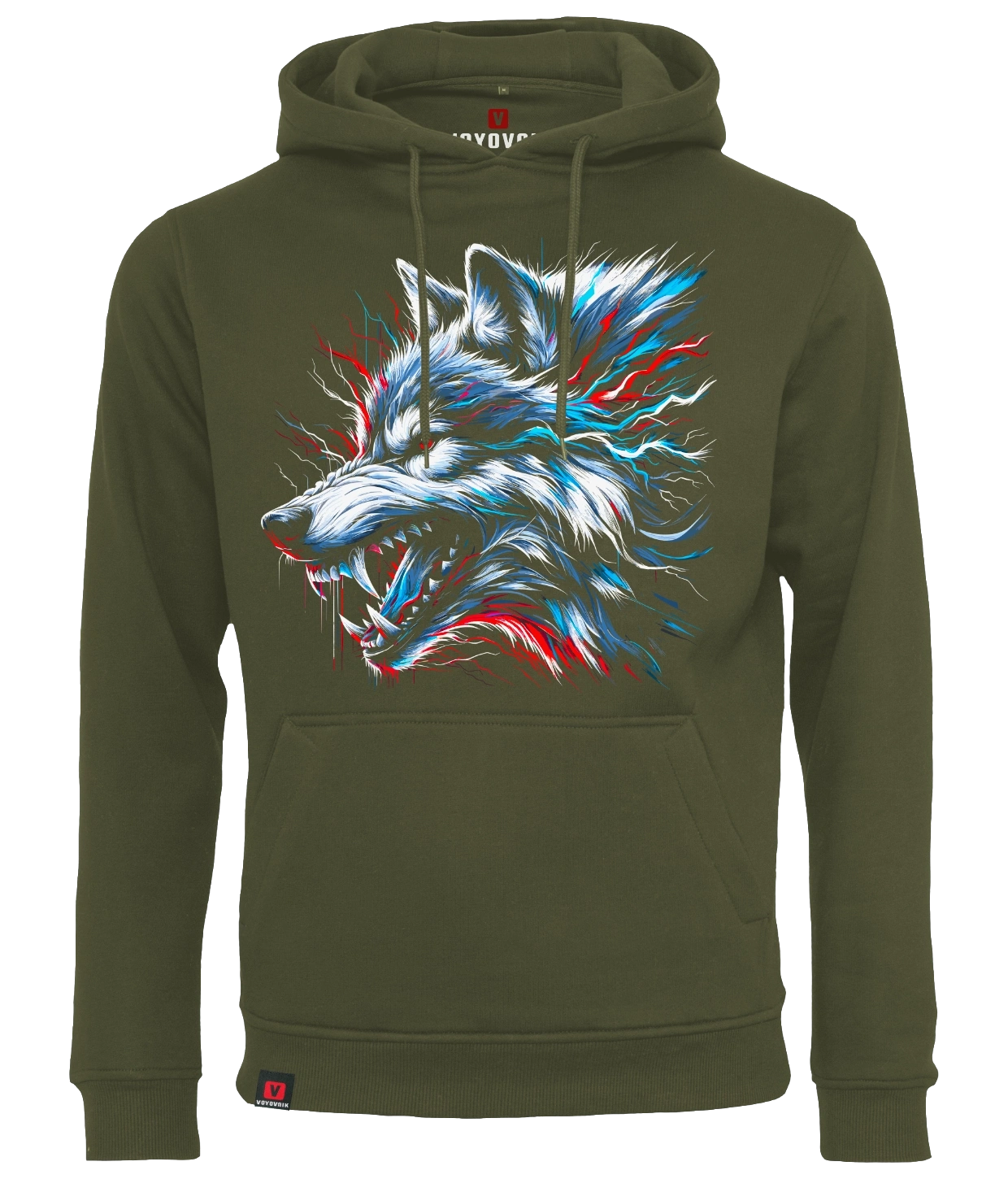 Męska bluza z wilkiem VOYOVNIK Lone Wolf olive
