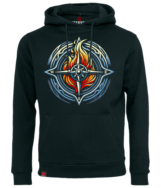 Bluza męska z kapturem VOYOVNIK "Fire Compass" - czarna