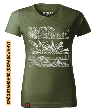 Koszulka damska standard VOYOVNIK "Campcraft Stories (mono)" - khaki