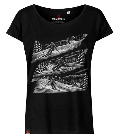 Koszulka damska oversize VOYOVNIK "Winter Journey (mono)" - czarna
