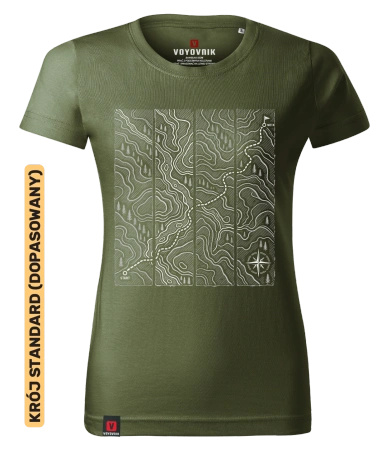 Koszulka damska standard VOYOVNIK "Contour Quest (mono)" - khaki